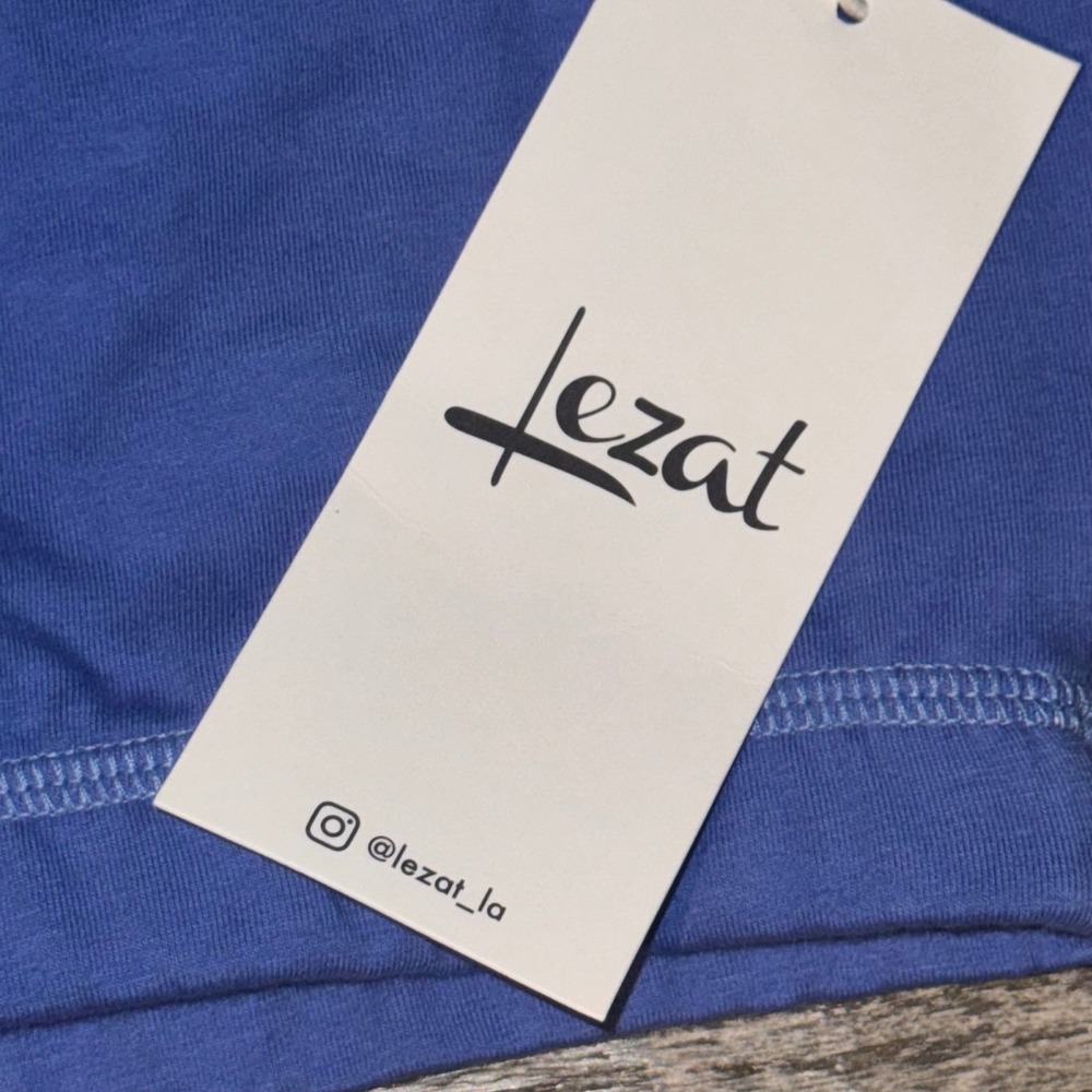 Minimalist Lezat Sara Bra Sports Top Amparo Blue Organic Cotton Crop Tank Large - Picture 4 of 6